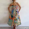Nuevo vestido de tirantes casual, elegante y con estilo, estampado digital transfronterizo para mujer, vestido de verano