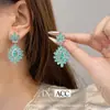 Aretes de Flor de Diamante Azul, Diseño Exagerado, Aretes Retro, Imprescindibles para Banquetes, Nuevo Nicho de Moda, Lujo Accesible Elegante