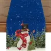 Camino de Mesa Navideño Transfronterizo Estampado en Lino Decoración de Atmósfera Festiva Árbol de Navidad Muñeco de Nieve Patrón Mantel Venta al por Mayor