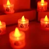 Vela Electrónica Roja con el Personaje "" (Buena Fortuna), Llama LED Simulada, Parpadeante para Ofrenda a Buda, Modelo Nuevo para el Altar