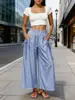 Ropa de Mujer de Comercio Exterior Transfronteriza Europea y Americana Amazon TEMU Wish Shein Pantalones de Pierna Ancha Elásticos con Bolsillo de Cordón Pantalones Cortos