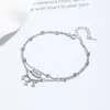 Pulseira de Prata 925 com Fecho de Segurança para Mulheres, Contas Redondas em Camada Dupla, Design de Nicho, Luxo Leve, Elegante, Joia de Alta Qualidade