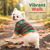 Suéter de Forro Polar Rayado para Perros Suave Cálido Ropa de Invierno para Perros Verde y Naranja para Perros Pequeños y Medianos