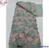 Encaje Francés Retro Totalmente Plisado Bordado con Rosas Tela de Encaje con Lentejuelas para Novia