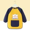 Bata de Pintura Infantil, Delantal de Pintura Artística, Babero para Comer de Bebé, Guardería Cinta Mágica Impermeable Ropa para Usar al Revés