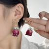 Pendientes de botón elegantes retro franceses con flor eterna de perla y flor de rosa seca, pendientes colgantes de perla y rosa
