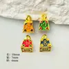 Accesorios Antiguos de Oro Estilo Chino Esmalte Azul Quemado Sello de Carpa Palabra Lisa Colgante Desiderativo Colgante Pulsera DIY