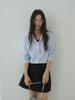 Conjunto Estilo Coreano Xiaomi&Yinuo~Camisa Listrada Solta para Mulheres, Camisa Casual de Verão Y007