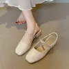 Sandalias cerradas de tacón grueso y punta cuadrada impresionantes para mujer, para uso exterior en verano, nuevo estilo 2026, tacones de hada para combinar con faldas, zapatos de salón, tacones altos