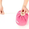 Bolsa Cosmética Cilíndrica de Terciopelo con Cordón Conveniente Bolsa de Almacenamiento para Viaje Bolsa de Almacenamiento para Cosméticos