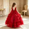 Vestido formal para niña con lazo trasero desmontable, hasta el tobillo, patchwork de lentejuelas, vestido de pasarela para niña de las flores, en stock