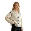 Suéter de punto de moda europeo y americano talla grande para mujer, nuevo estilo otoño/invierno, diseño versátil de bloques de color blanco y negro, corte holgado y relajado, cárdigan de punto