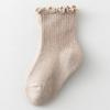 Meias de tubo médio para meninas Primavera e Outono Borda de orelha de madeira Meias finas para recém-nascidos Primavera e outono Boca solta Pernas não apertadas