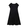 Vestido largo elegante estilo francés ALINDM talla grande para efecto adelgazante 100 kg vestido de cuello cuadrado con mangas abullonadas para mujer
