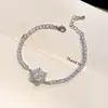 Estrelas Azul Oceano! Pulseira de Zircônia Flor Rosa para Mulheres, Fashion, Luxuosa, Versátil, de Nicho, Pulseira de Alta Qualidade para Mulheres