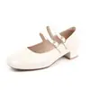 Sapatos Mary Jane femininos, coleção primavera 2026, scarpins versáteis e elegantes de bico fino, sapatilhas femininas de bico quadrado com salto baixo e salto bloco