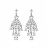 Brincos de Franja Gota d'Água com Zircônia Agulha de Prata, Estilo Corte Francês, Elegantes e Refinados, Luxo Leve, Sensação de Alto Padrão, Brincos Únicos