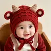 Gorro de Bebé Otoño Invierno Lindo Cordero Pequeño Cuerno Gorro de Lana Tejido Hecho a Mano Unisex para Bebé Invierno Cálido Gorro Protector de Orejas
