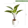 Plantas Artificiais Estilo Nórdico em Estoque para Atacado, Planta Artificial de Taro Torto, Plantas Verdes Falsas para Paisagismo, Plantas em Vasos para Decoração de Piso Interno para Sala de Estar