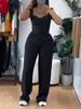 Traje de Calça Larga Casual com Colete Elegante de Alça Curto e Justo para Comércio Exterior Feminino Europeu e Americano 2025