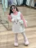 Invierno 2024 Nuevo Ropa Infantil Coreana Niñas Estilo Occidental Chaleco Bordado con Orejas de Mao Sin Mangas con Forro de Felpa