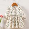 25 Vestido Nuevo Estilo Coreano Primavera y Otoño para Niñas Bebé Pastoral Floral Cuello de Muñeca Algodón Puro Manga Larga Falda de Princesa