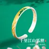 Plata Pura 9999 Color Esmalte Mil Millas de Ríos y Montañas Zorro Pulsera de Plata Esterlina para Mujer Sólida Abierta Nuevo Estilo Chino Pulsera de Plata Regalo