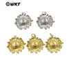 WT-P1999 Lindo Diseño de Flor de Girasol Colgante de Latón de Dos Colores Oro y Plata Accesorios para Pendientes y Collares DIY