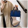 Bolsa Boston para Mujer Exportación Nuevo Color Contraste Costuras de Mezclilla Bolso Almohada Portátil Bolso de Hombro Único de Gama Alta
