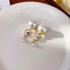 Pendientes de Borla Geométrica de Perla con Circonita de Aguja Plateada Pendientes Elegantes de Lujo Ligero Pendientes de Moda Exquisitos Versátiles para Mujer