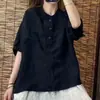 Camisa top casual vintage de manga media de algodón y lino holgada de talla grande para primavera y otoño transfronteriza del sudeste asiático