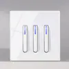 Suministro directo de fábrica enchufe de pared con interruptor de teclas de piano blancas ocultas tipo 86 con panel de vidrio templado con luces LED