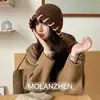 Estilo Coreano Linha Grossa Combinação de Cores Tira de Tricô Capuz Design de Nicho Corda na Aba Chapéu de Lã Proteção de Orelha Quente de Inverno