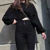 Pantalones Skinny Negros Elásticos Rasgados de Tiro Alto para Mujer de Primavera, Pantalones Lápiz Ajustados Desgastados, Pantalones Largos Adelgazantes