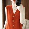 Chaleco de Punto para Mujer 2022 Cuello en V Cárdigan Chaleco Cachemira Suéter Corto Chaleco Holgado Talla Grande Base Trendy