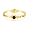 Pulseira de Aço Titânio Trevo de Quatro Folhas para Mulheres, Aço Inoxidável, Cor Dourada, Algarismos Romanos, Luxo Leve Europeu e Americano, Não Desbota, Atacado Fabricante Original