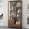 Gabinete de Múltiples Tesoros Estilo Chino de Madera Maciza Gabinete de Té Estante de Almacenamiento Divisor de Olmo Adorno Gabinete de Té de Oficina Vitrina
