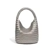 Bolso de mano simple de diseño original estilo cesta para mujer, nuevo bolso cubo tejido con patrón de espiga, tacto de alta gama, bolso de hombro cruzado único