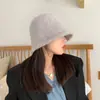 Angorá Batimento Cardíaco Menina~Lindo Chapéu Balde Versátil Chapéu de Pescador Feminino Estilo Coreano Chapéu Bacia Chapéu Quente Feminino Outono/Inverno