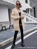 AliExpress Comercio exterior europeo y americano otoño e invierno Nuevo suéter de punto para mujer Cuello en V ajustado largo medio color sólido cárdigan abrigo