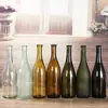Botella de Vino Panza Grande de 750ml Botella de Vino Tinto Borgoña Botella de Vino Verde Oscuro Resistente a la Luz Botella Vacía de Vidrio para Enzimas de Frutas