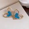 Pendientes de Corazón con Goteo de Aceite de Aguja Plateada, Pendientes Exquisitos de Moda Retro Europea y Americana, Pendientes de Lujo Ligero de Gama Alta con un Diseño Único