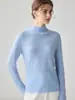 Suéter de Punto para Mujer Otoño/Invierno 100% Cachemira con Cuello Semi Alto y Diseño Jacquard Hueco, Suave y Agradable para la Piel, Corte Entallado, Suéter de Punto Simple de Manga Larga