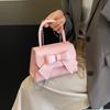 Bolso de Mano Rosa Nicho Bolso de Mujer 2024 Nueva Moda Lazo Bolso Cuadrado Pequeño Tacto de Alta Gama Bolso Cruzado