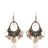 Pendientes de Estilo Étnico Bohemio Retro Hawaiano Europeo y Americano Accesorios de Pendientes Largos con Borla de Concha Marina