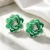 Brincos de flor de acrílico estilo europeu e americano sem furo, modernos e exagerados, feitos à mão, doces e elegantes