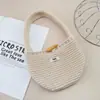 Bolsa de Mão com Botão de Buzina Transfronteiriça Bolsa de Lã Cor Pura Bolsa de Mão Decorativa Simples Bolsa de Tricô Casual Bolsa de Mão Ovo