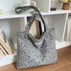 Bolsa tote de lona com estampa de estrela vintage descontraída para mulheres, estilo coreano, casual para o dia a dia, grande capacidade, bolsa de ombro versátil para o trabalho