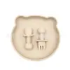 Plato de Cena Nuevo de Silicona con Forma de Oso para Niños de Amazon, Utensilios de Alimentación Complementaria para Bebés y Niños Pequeños en Stock