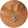 Nuevo Producto Transfronterizo de Amazon Collar con Letras de Burbuja Moda y Versátil Collar con Colgante de Pedrería Multicapa para Uso Diario